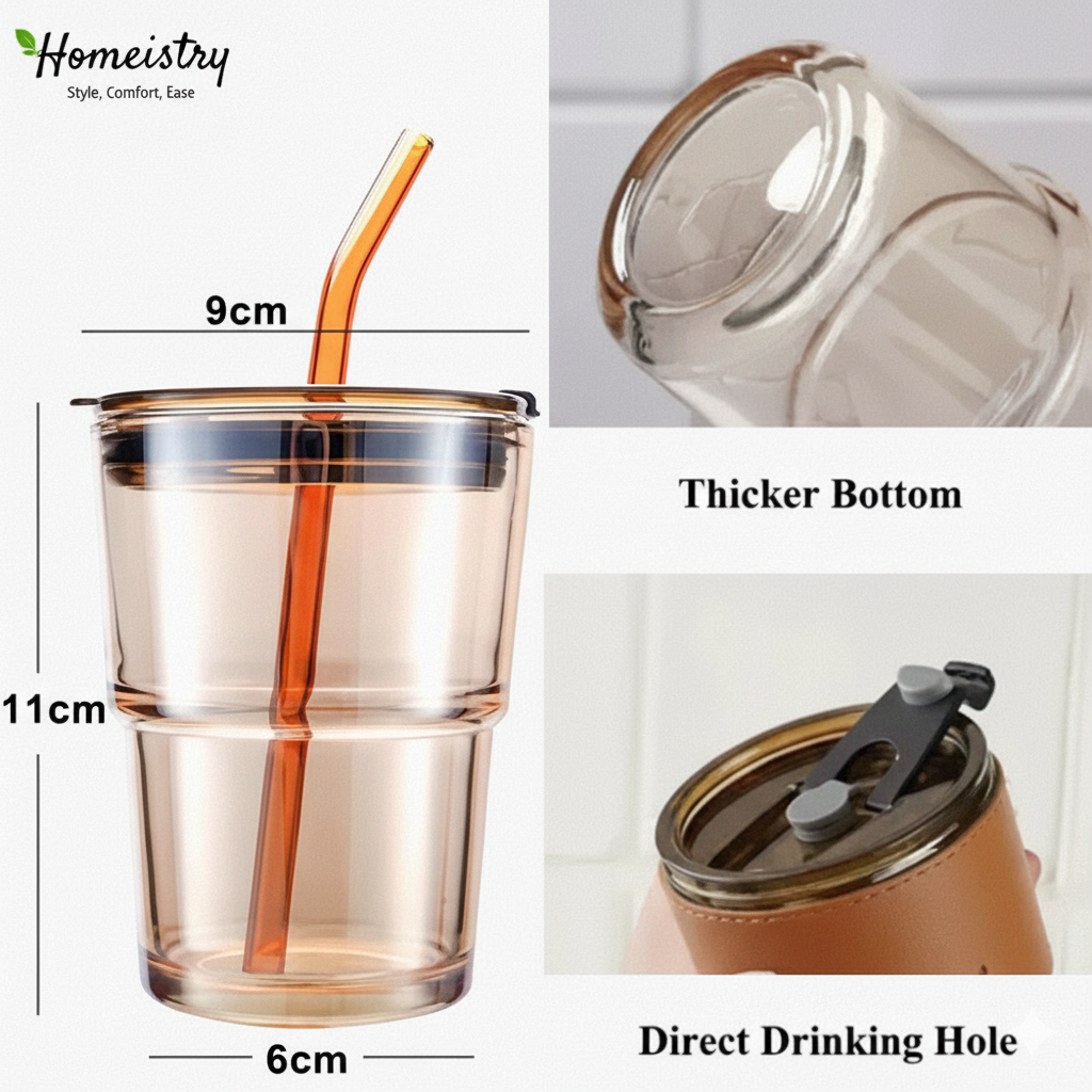Collage of a tumbler with measurements, lid details, and drinking hole feature.