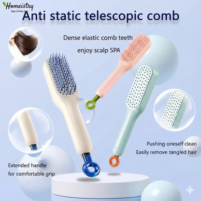 Self-Cleaning Retractable Hair Brush | Anti-Static Scalp Massager