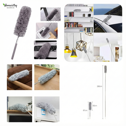 Premium Extendable Microfiber Duster (280cm) - Telescopic Bendable Ceiling Fan & Cobweb Cleaner