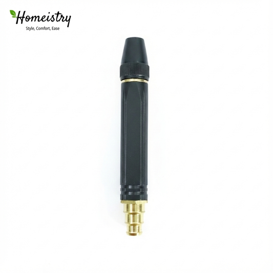 Black and gold spray nozzle on a white background with 'Homeistry' branding.