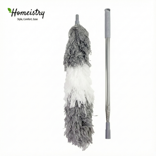 Duster with gray and white bristles on a white background, featuring the Homeistry brand.