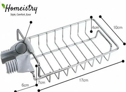 Metal dish drying rack with measurements and Homeistry branding