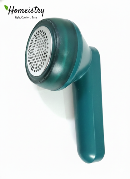 Teal fabric shaver with black center on a white background, featuring the Homeistry brand.