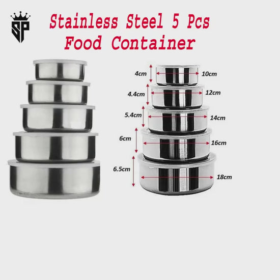 Strainless Steel 5 Pcs food container
